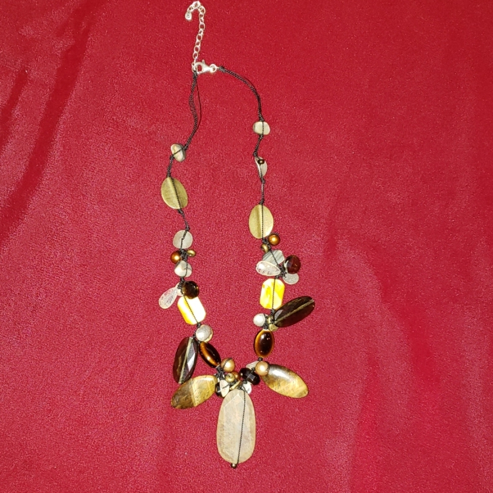 Silpada Multi Gem Necklace on Knotted  Silk Cord